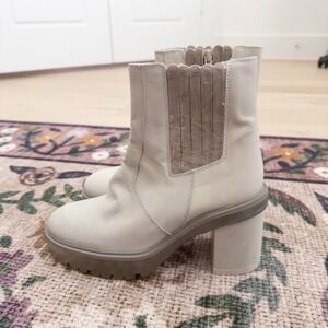 Free‎ People Womens Boots Size 38 White James Leather Platform Chunky Y2K Retro